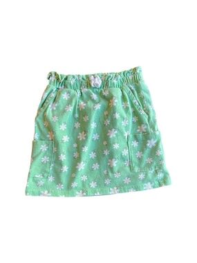 Freestyle Girls Size 5 Green Floral Skirt Elastic Waist Pockets